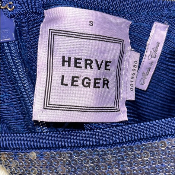 Herve Leger Sequin Bandage Katherine Blue Rayon Dress / Size Small - Picture 6 of 9